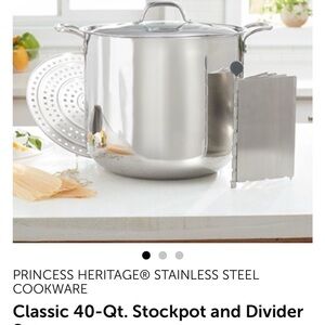 Princess House Silver Stainless Steel Stockpot with Divider